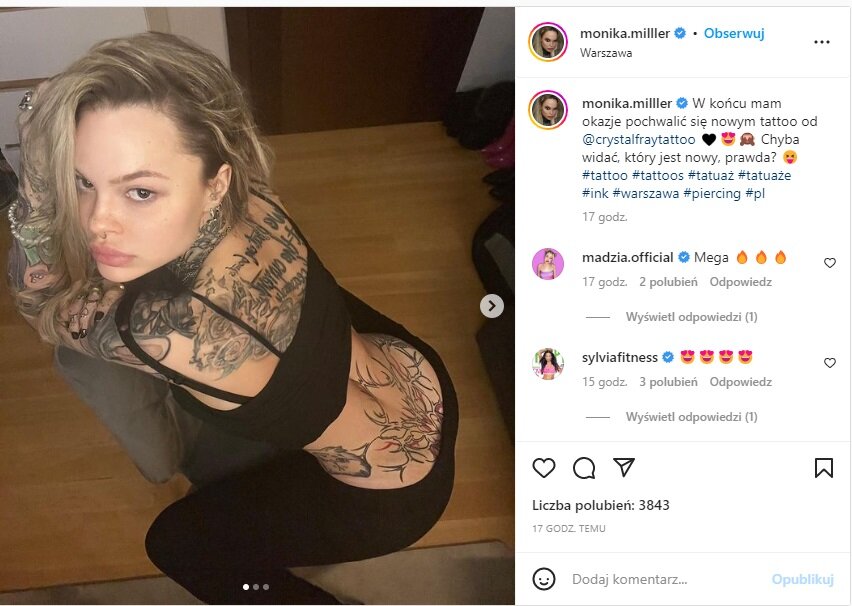 Monika Miller pokazała na Instagramie nowy tatuaż